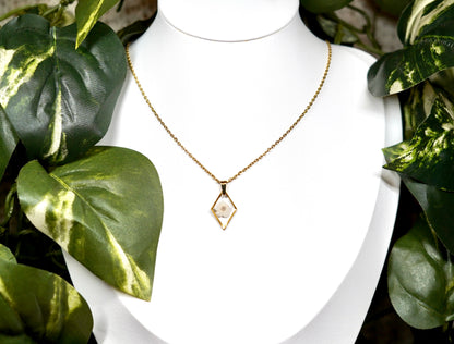 Teeny White Flower Diamond Gold Necklace