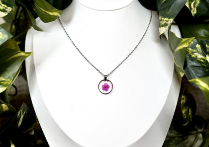 Hot Pink Single Flower Circle Necklace