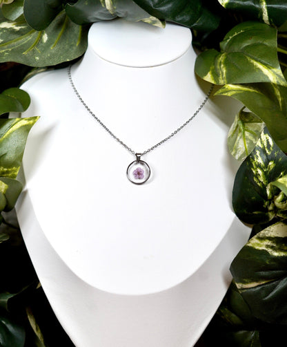 Pastel Purple Single Flower Circle Necklace