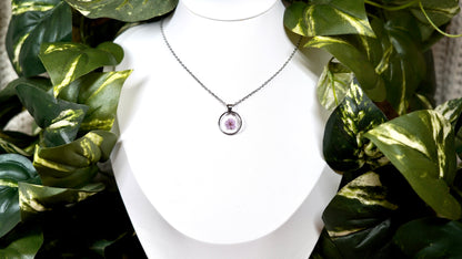 Pastel Purple Single Flower Circle Necklace