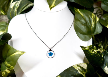 Blue Single Flower Circle Necklace