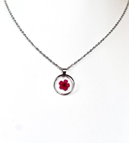 Red Single Flower Circle Necklace