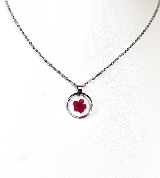 Red Single Flower Circle Necklace