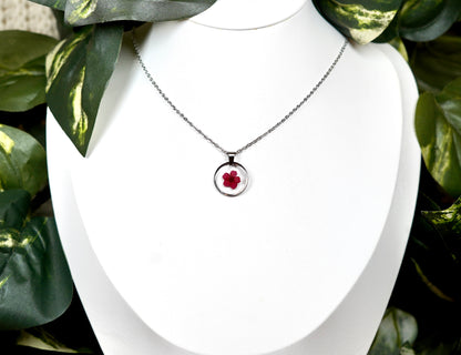 Red Single Flower Circle Necklace