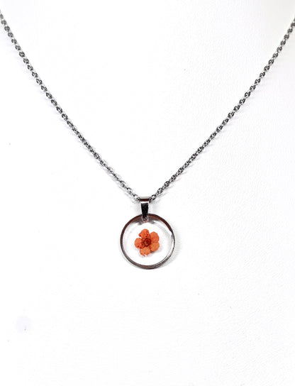 Orange Single Flower Circle Necklace