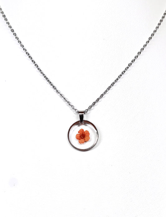 Orange Single Flower Circle Necklace