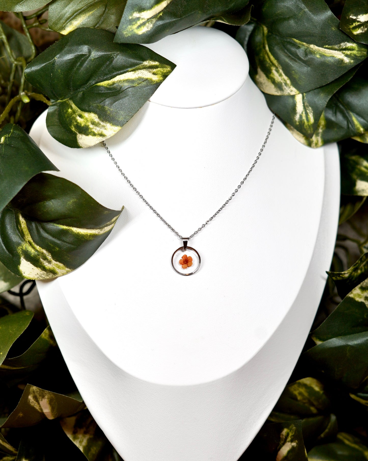 Orange Single Flower Circle Necklace