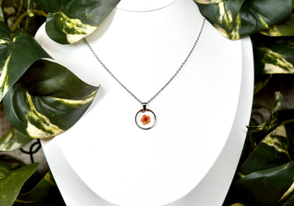 Orange Single Flower Circle Necklace