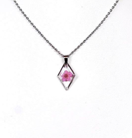 Pink Single Flower Diamond Necklace