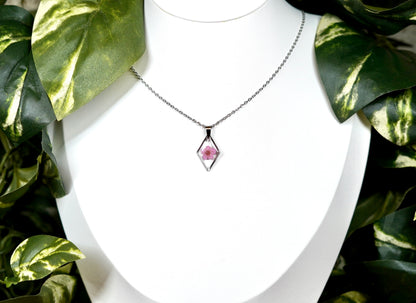 Pink Single Flower Diamond Necklace