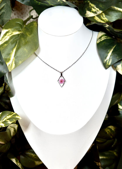 Pink Single Flower Diamond Necklace