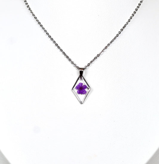 Purple Single Flower Diamond Necklace