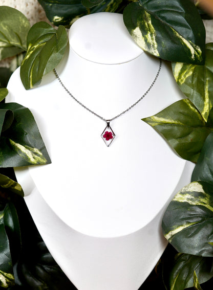 Red Single Flower Diamond Necklace