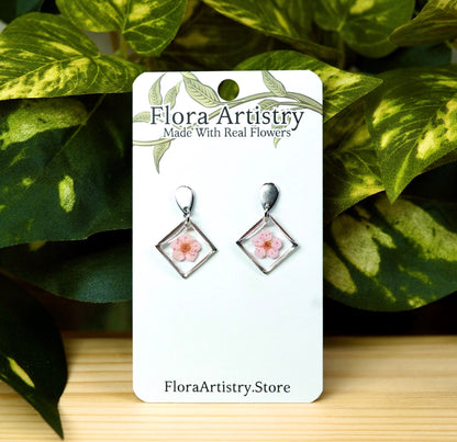 Square Dangle Stud Earrings - 10 Colors