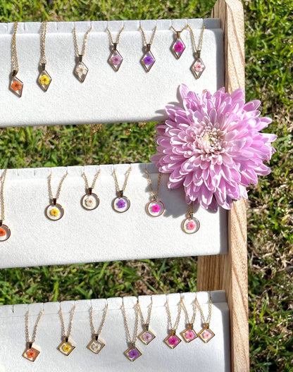 Purple Dainty Single Flower Necklace - 3 Designs