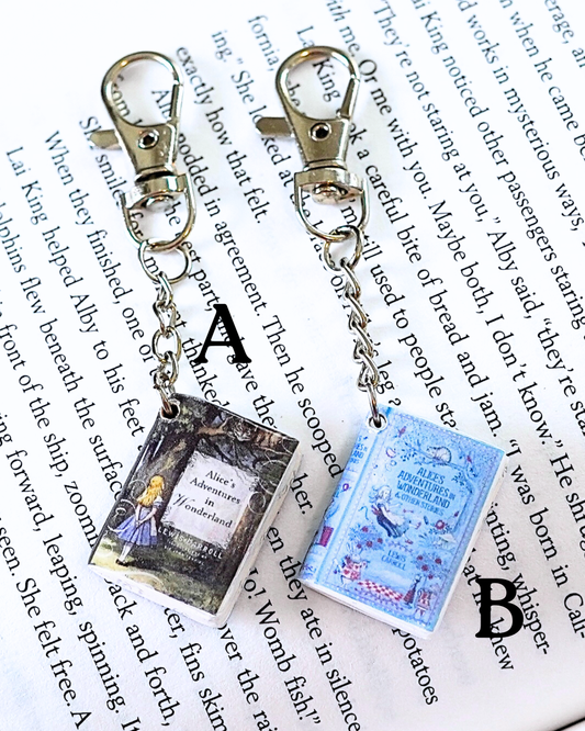 Alice's Adventures in Wonderland miniature book keychain