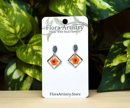 Square Dangle Stud Earrings - 10 Colors