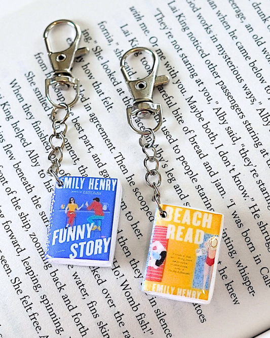 Funny Story miniature book keychain