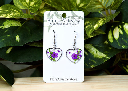 "Sweet Heart" Purple Flower Dangle Earring