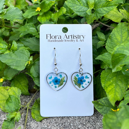 'Sweet Heart' Blue Flower Dangle Earring