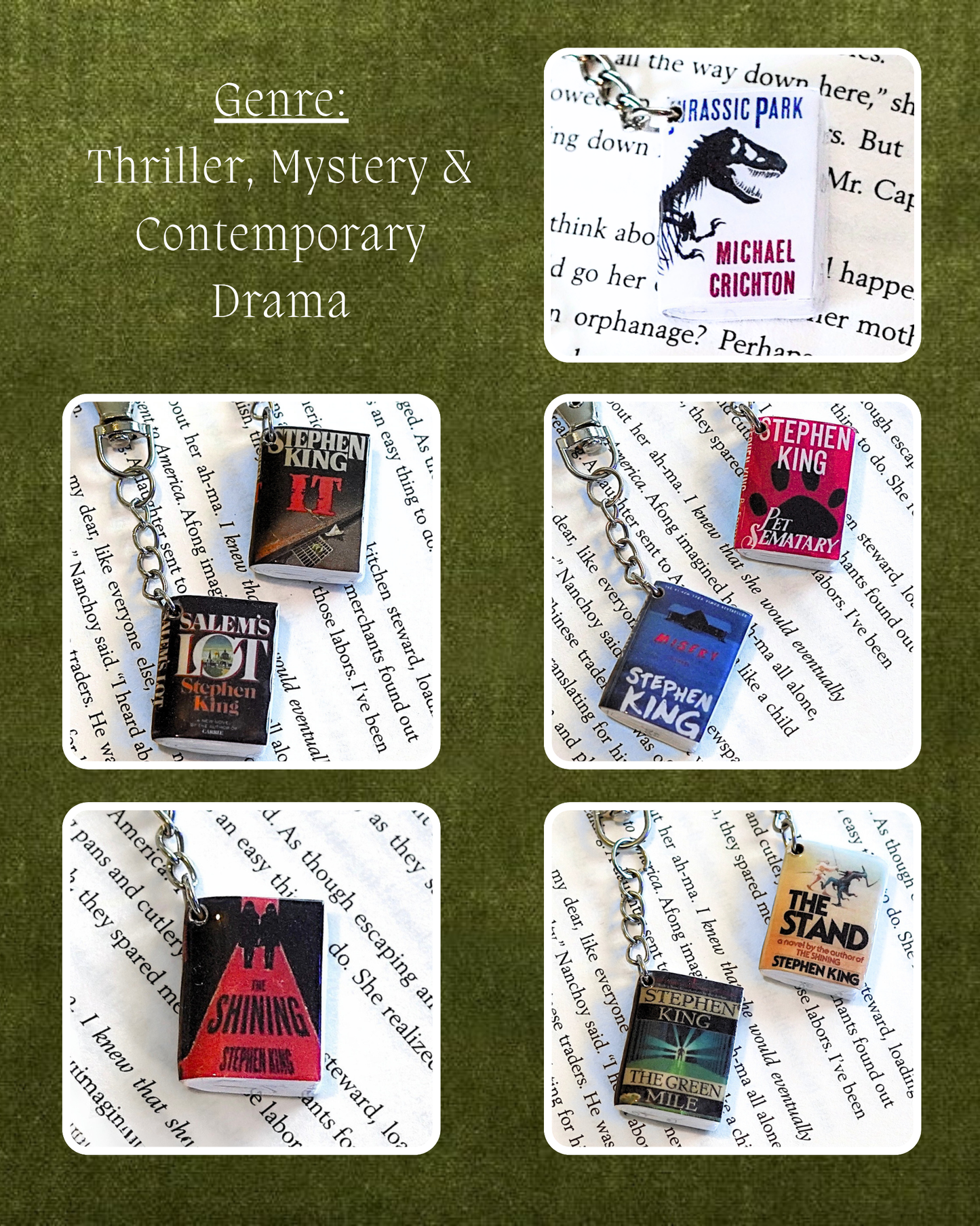 Thriller, Mystery & Contemporary Drama Book Keychains