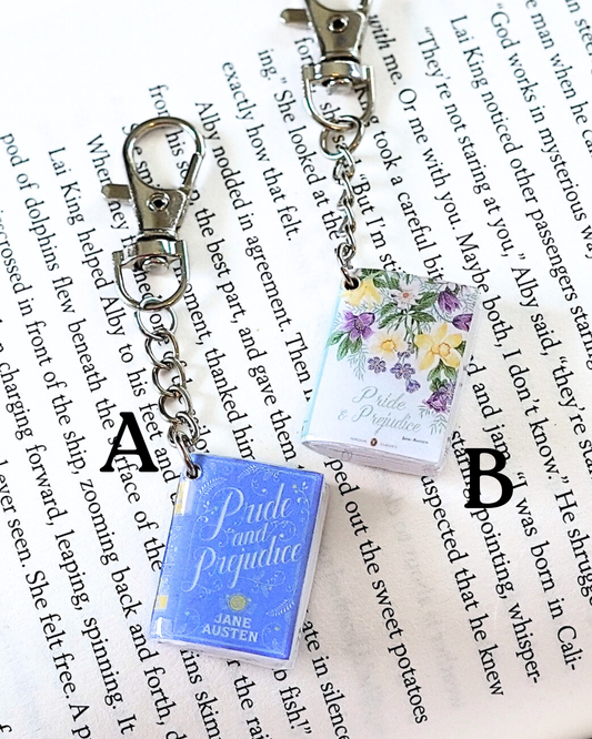 Pride and Prejudice miniature book keychain