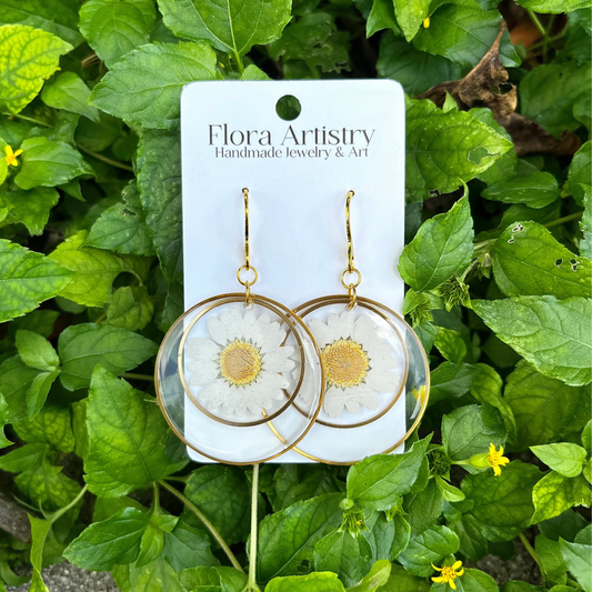 'Summer's Day' Daisy Hoops Dangle Earrings