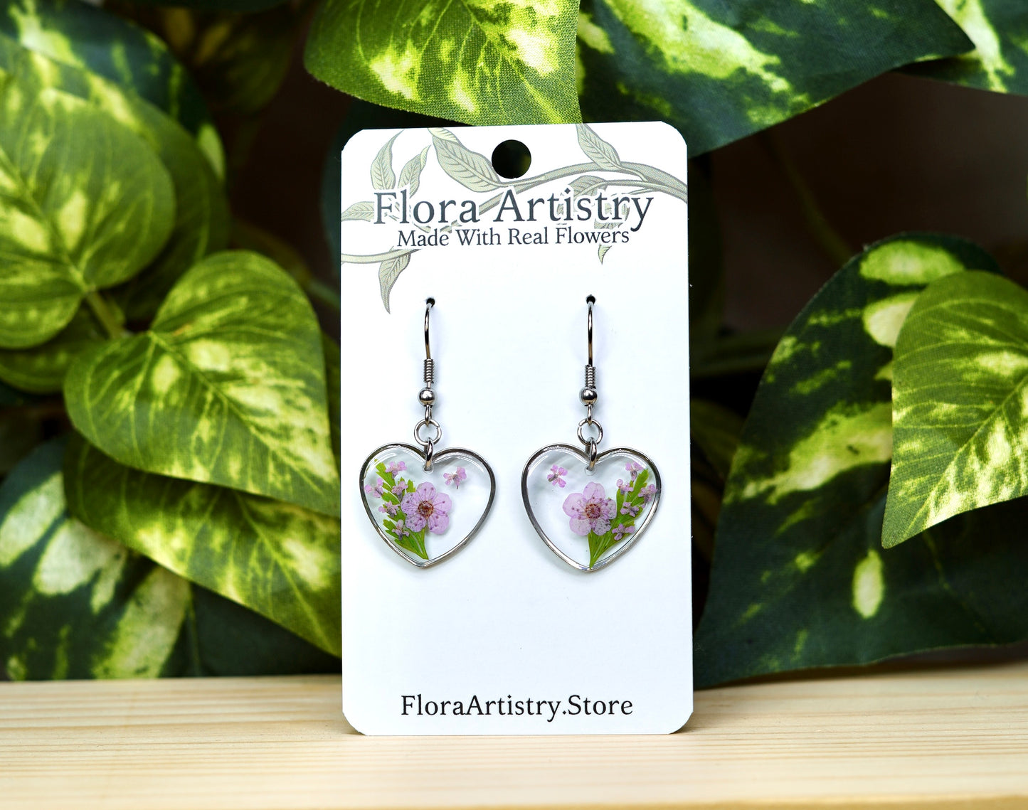 "Sweet Heart" Pastel Purple Flower Dangle Earring