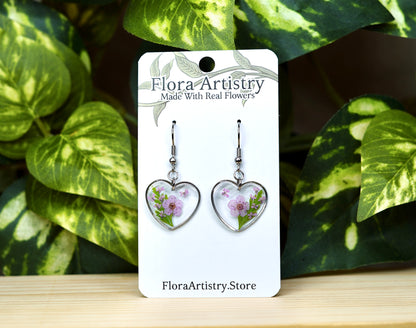 "Sweet Heart" Pastel Purple Flower Dangle Earring