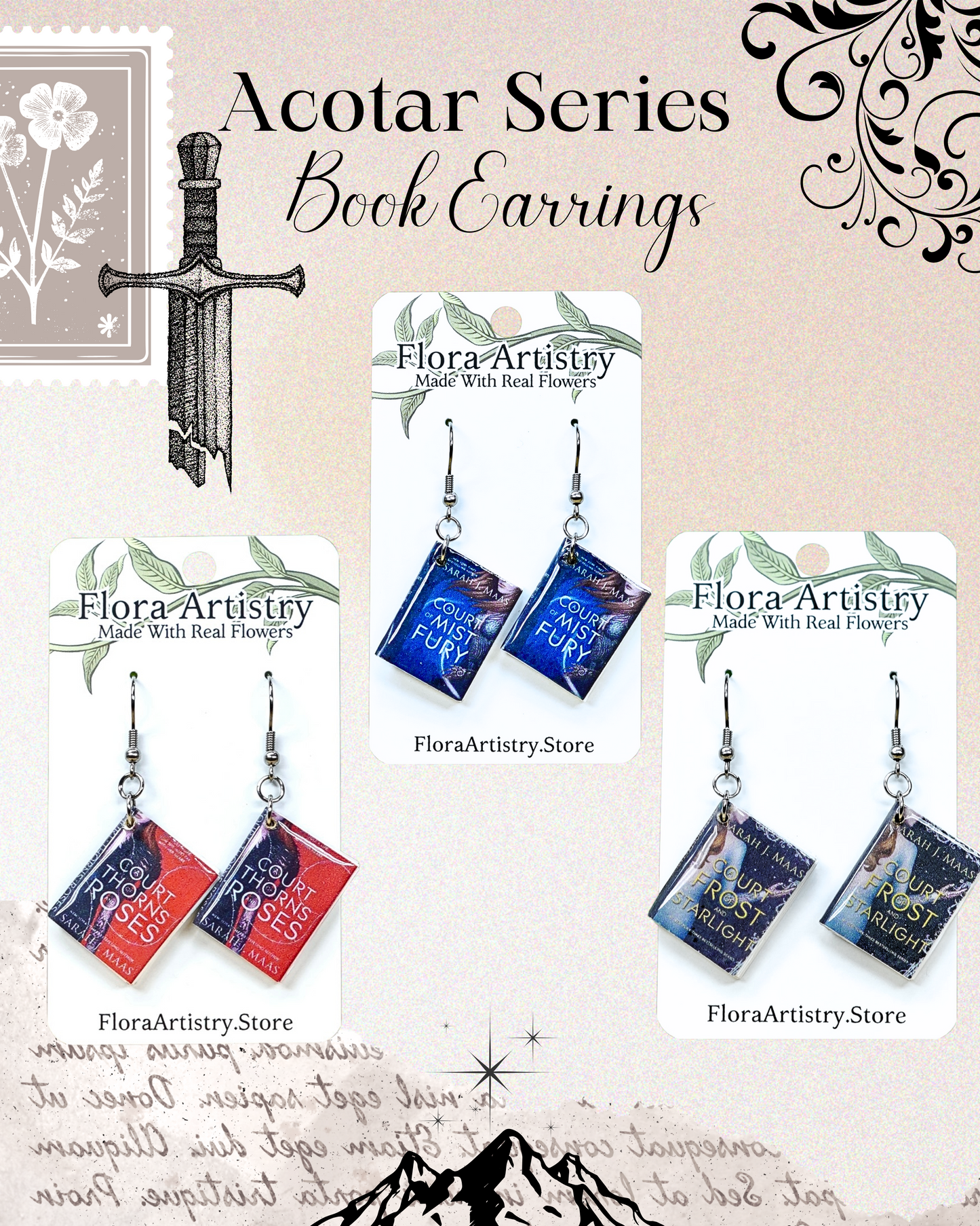 Acotar Series - Handmade Book Earrings