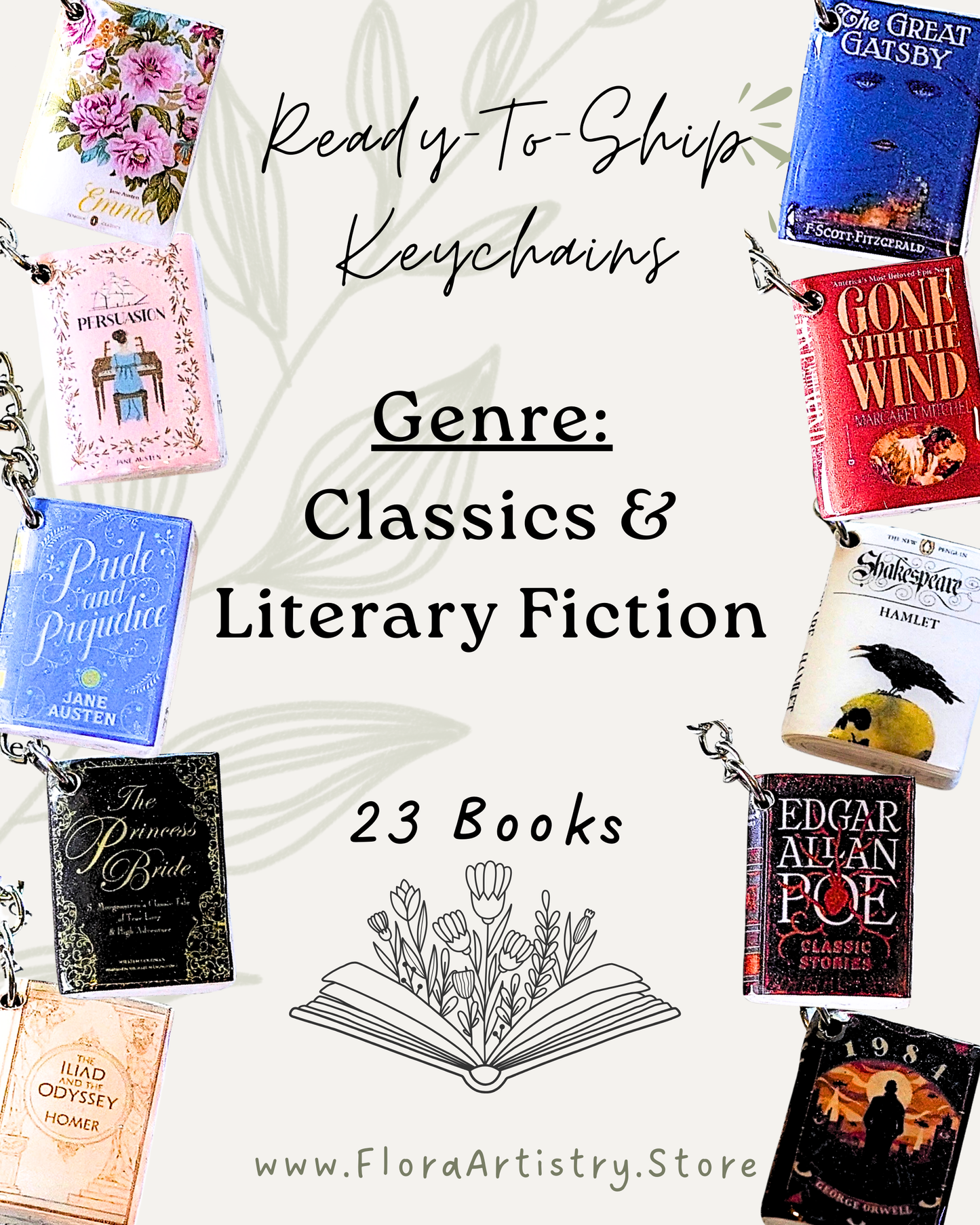 Classics & Literary Fiction Book Keychains