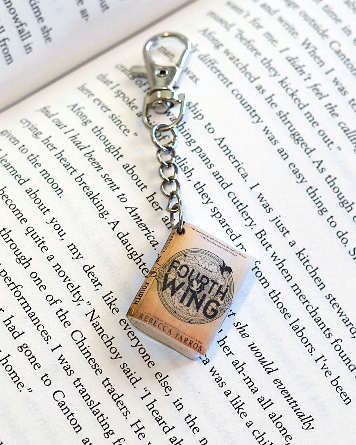 Fourth Wing miniature book keychain