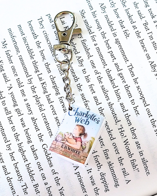 Charlotte's Web miniature book keychain