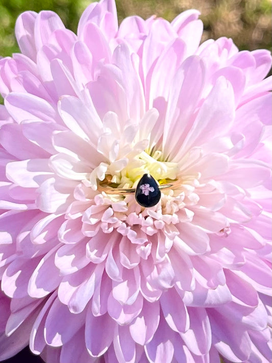 Pink Queen Anna Lace Pressed Flower Dainty Ring - 3 Designs