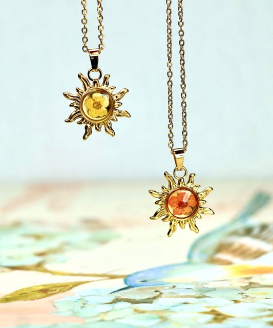 Sun Charm Single Flower Necklace - 10 Colors