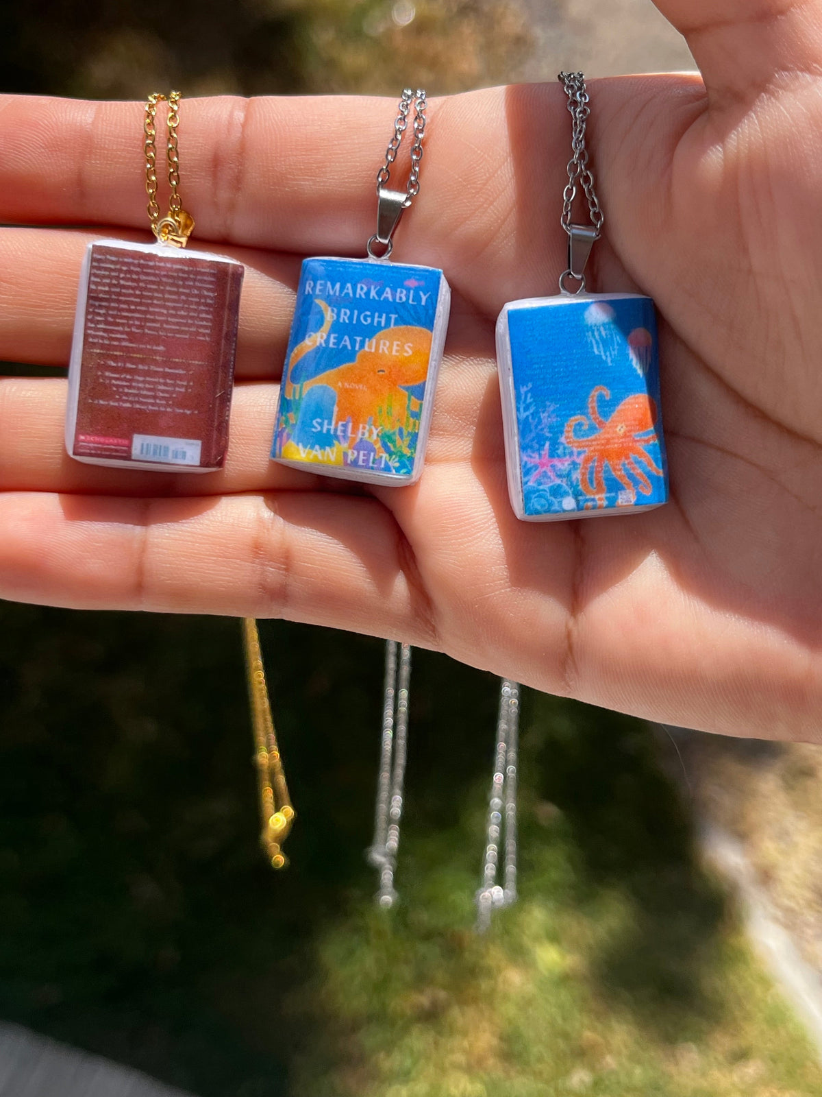 Miniature book necklace example