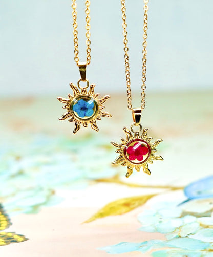 Sun Charm Single Flower Necklace - 10 Colors