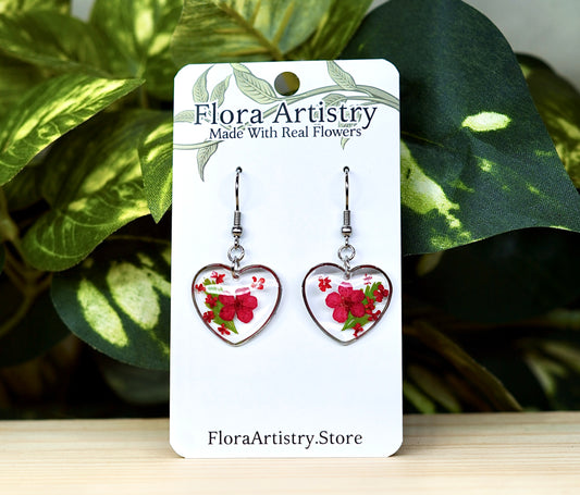 'Sweet Heart' Red Flower Dangle Earring