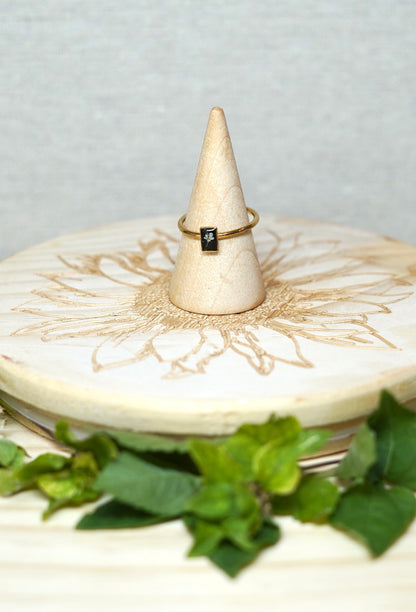 White Real Pressed Flower Dainty Rectangle Ring