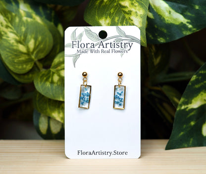 Blue Queen Lace Flower Rectangle Stud Earring