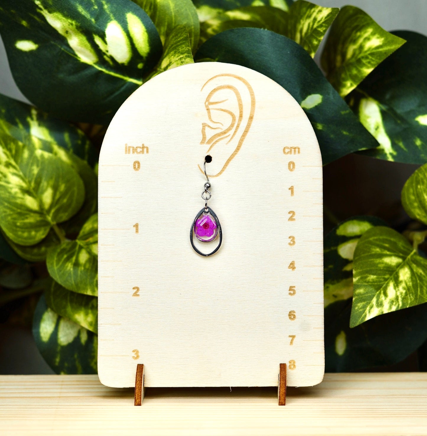 Hot Pink Flower Teardrop Dangle Earring