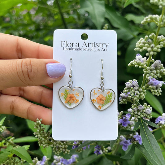 'Sweet Heart' Orange Flower Dangle Earring