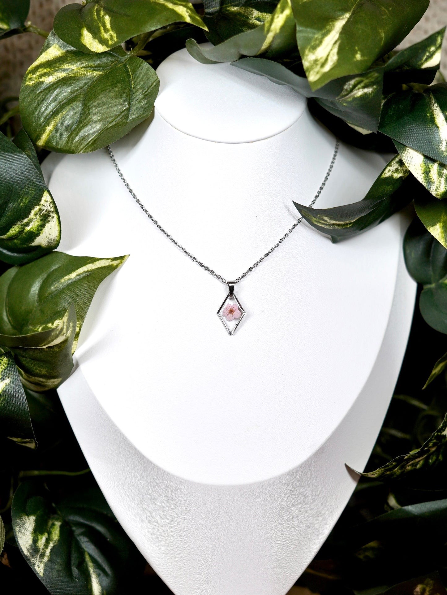Pastel Pink Dainty Single Flower Necklace - 2 Designs