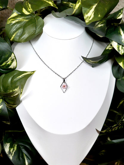 Pastel Pink Dainty Single Flower Necklace - 2 Designs