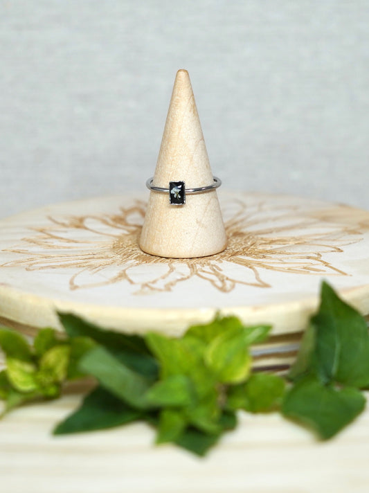 White Real Pressed Flower Dainty Rectangle Ring