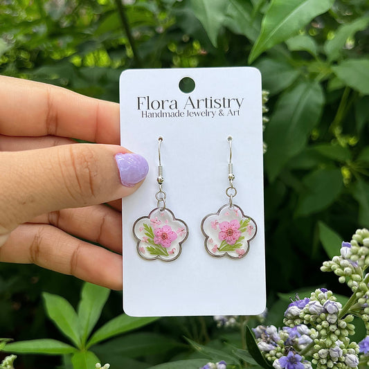 Pink Botanical Bloom Dangle Earring