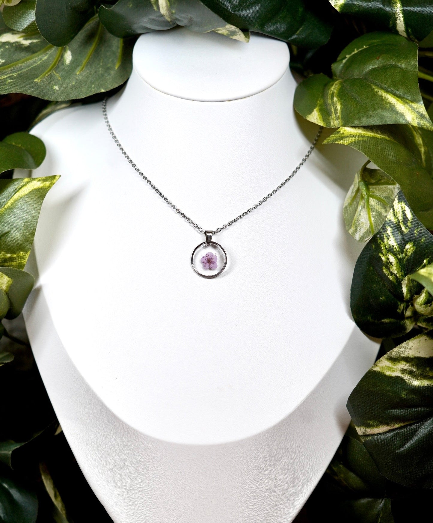 Lavender Dainty Single Flower Square Necklace - 3 Designs