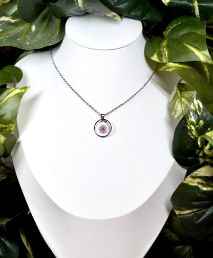 Lavender Dainty Single Flower Square Necklace - 3 Designs