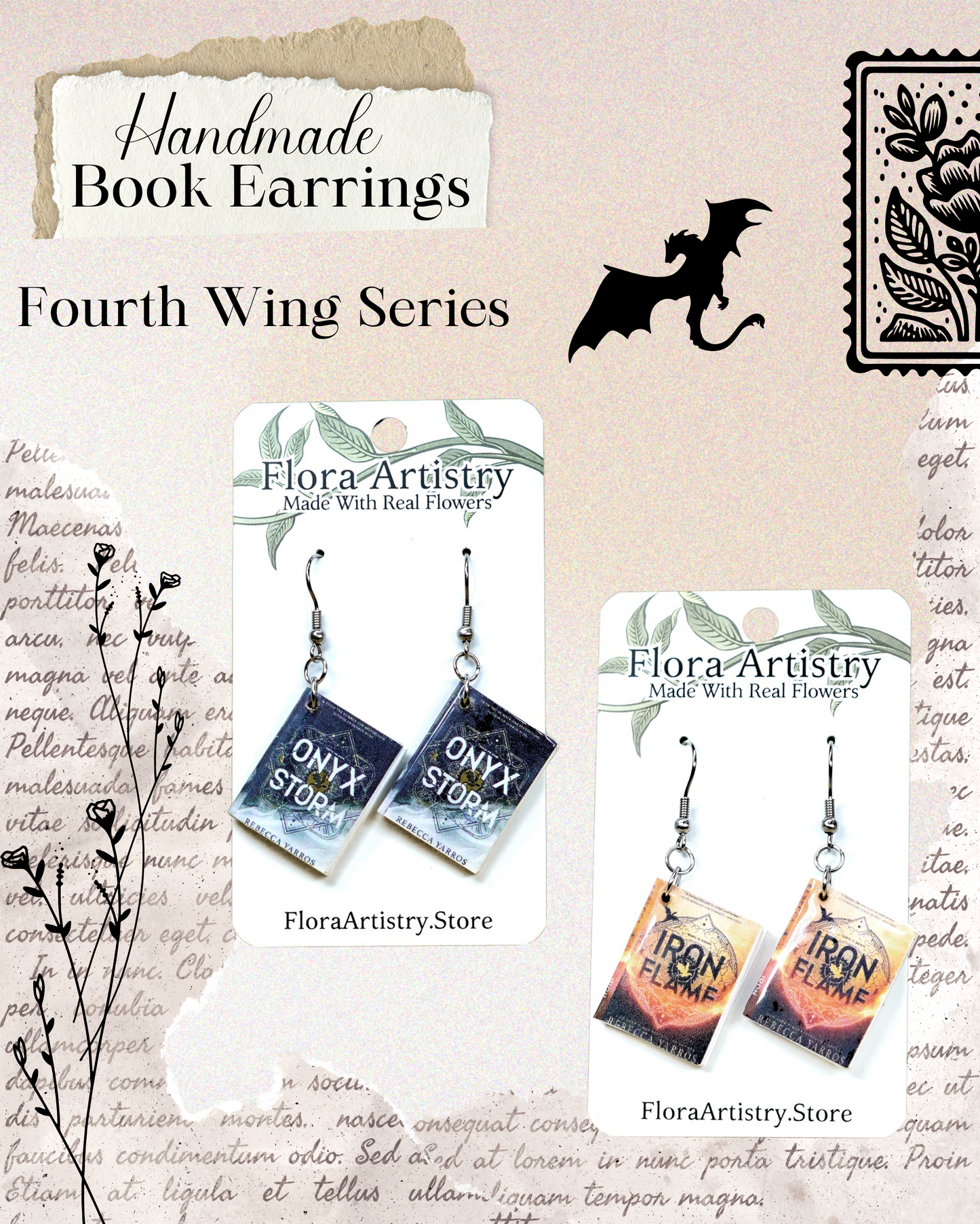 Forth Wing Series - Handmade Book Earrings