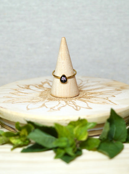 Pastel Pink Real Pressed Flower Dainty Teardrop Ring